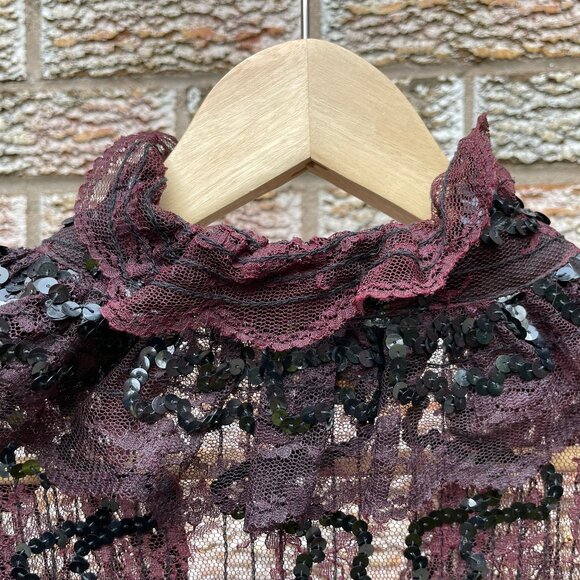 Black Lace Sequins Blouse - Picture 3 of 6